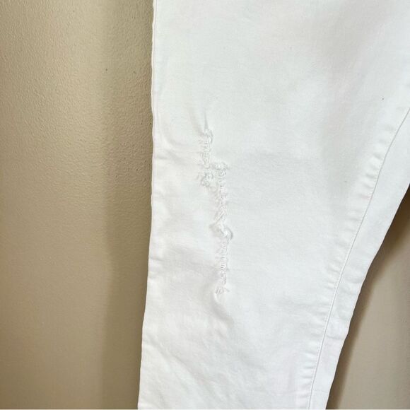 Liverpool Distressed The Crop Straight White Women's Freyed Hem Jeans Size 10/30 - Picture 15 of 15